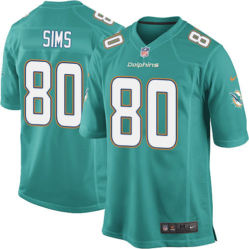 Men's Game Dion Sims Nike Jersey Aqua Green Home - #80 NFL Miami Dolphins